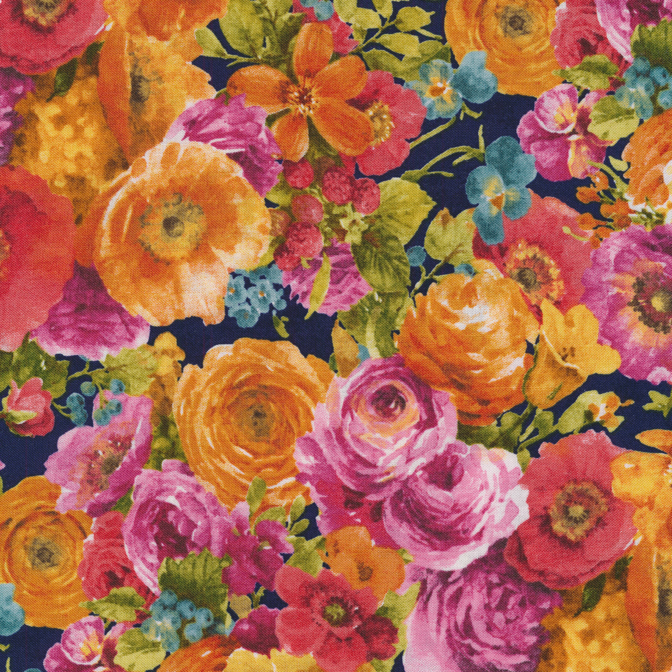 Roots of Love - Navy Packed Floral - 1/2m cut 57424