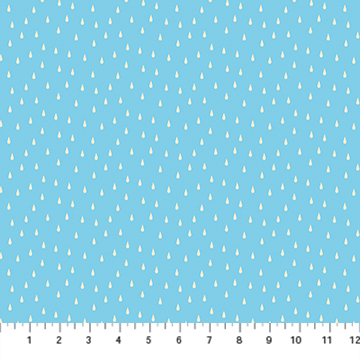 Simple Pleasure - Cream Raindrops on Blue - 1/2m cut 57409
