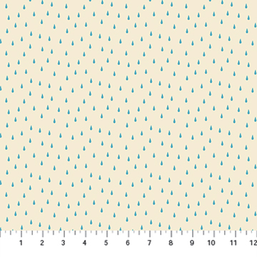 Simple Pleasure - Blue Raindrops on Cream - 1/2m cut 57408