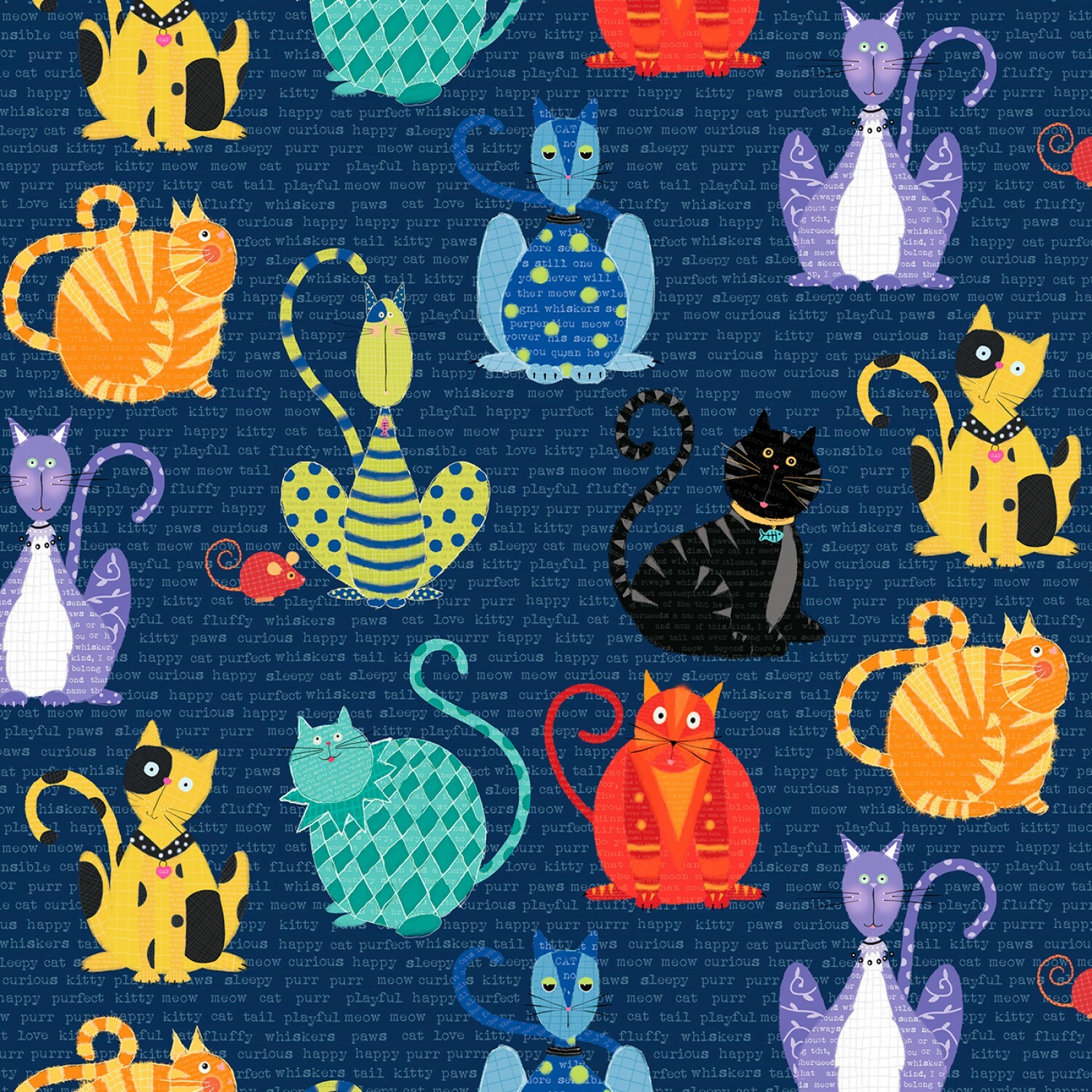 Feeline Good - Navy Large Cats - 1/2m cut 57437