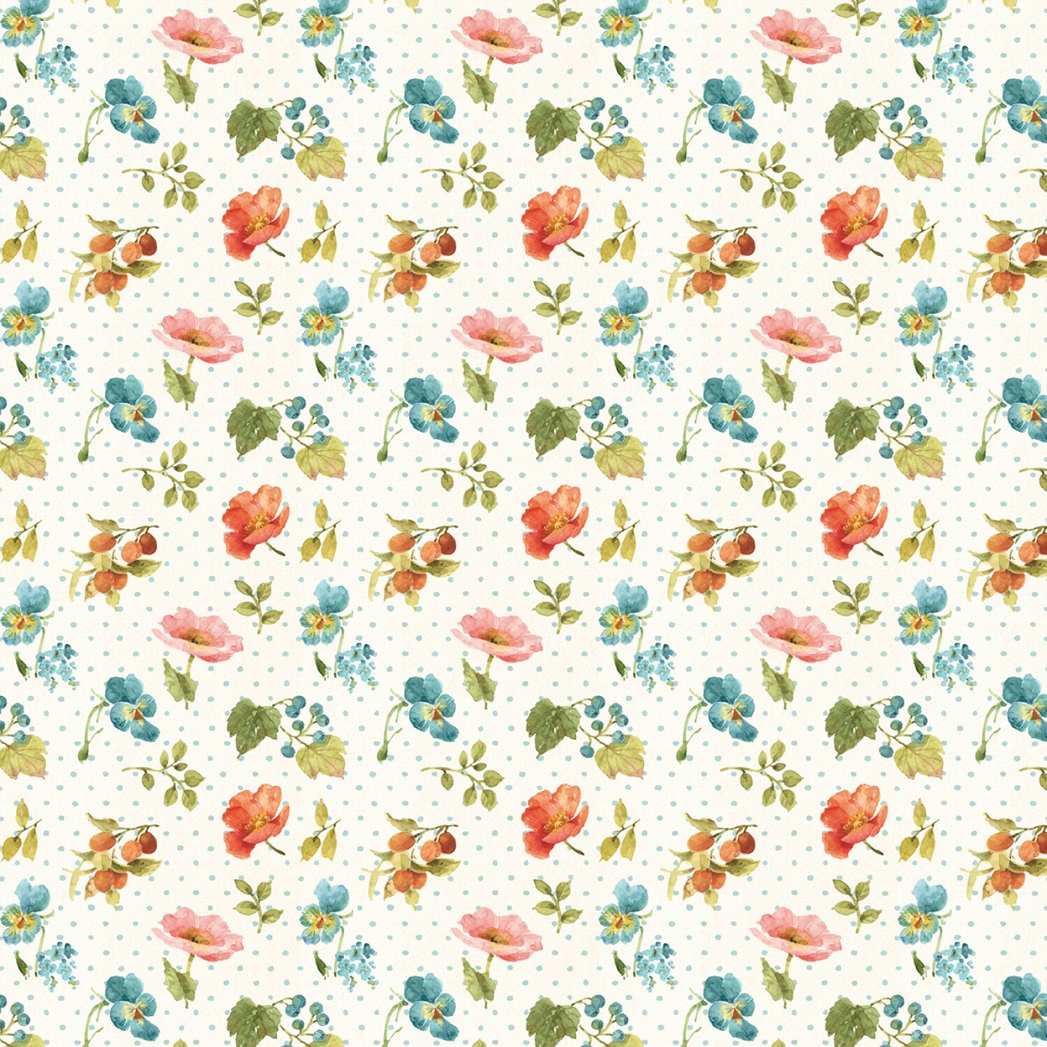 Roots of Love - Ivory Small Floral - 1/2m cut 57427
