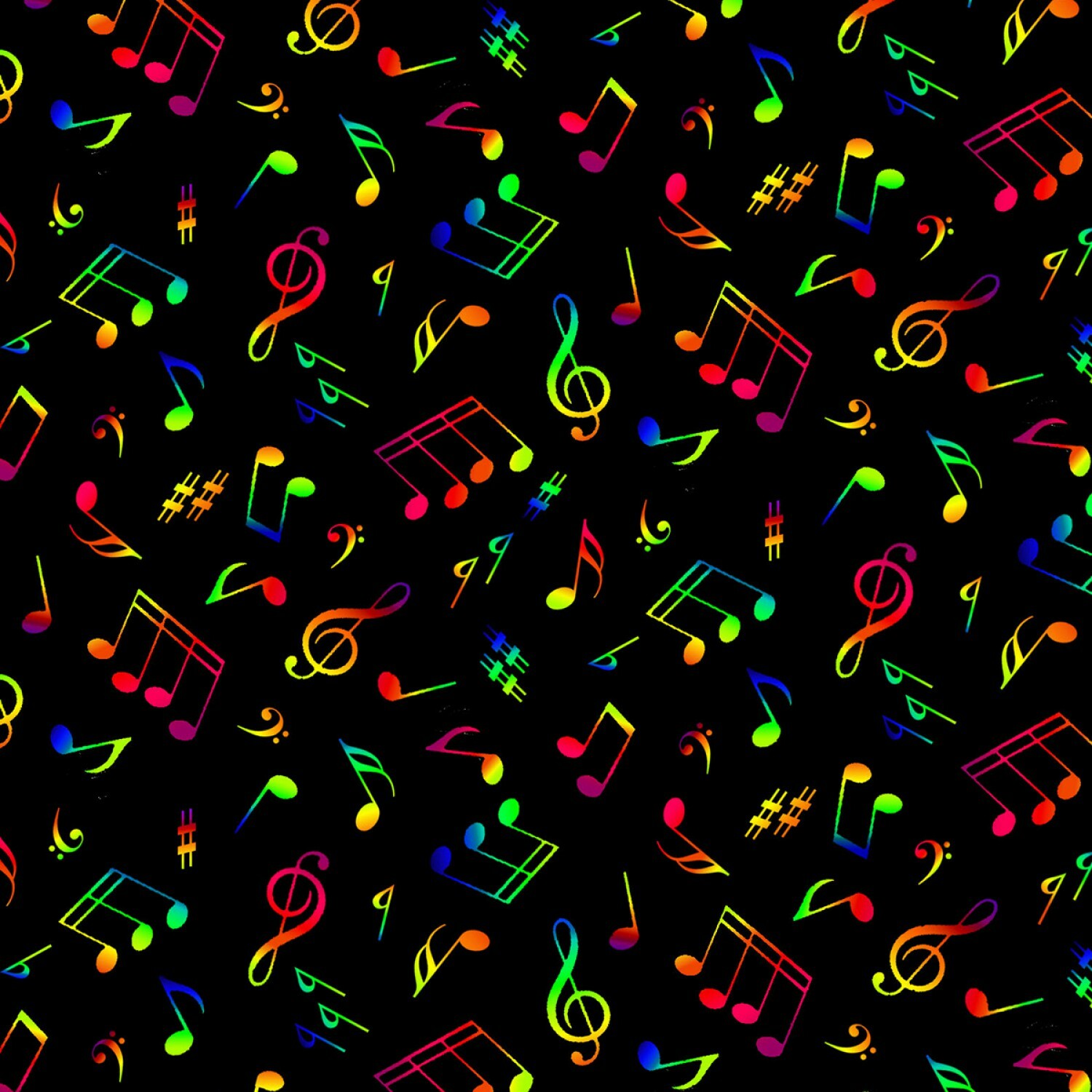 Rainbow Music Notes - 1/2m cut 57474