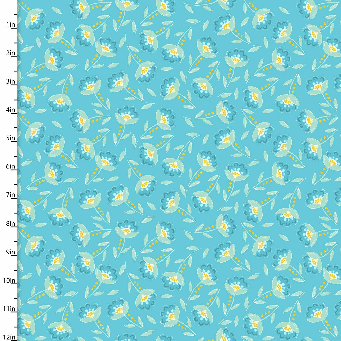 Summer Song - Turquoise Blooms - 1/2m cut 57548