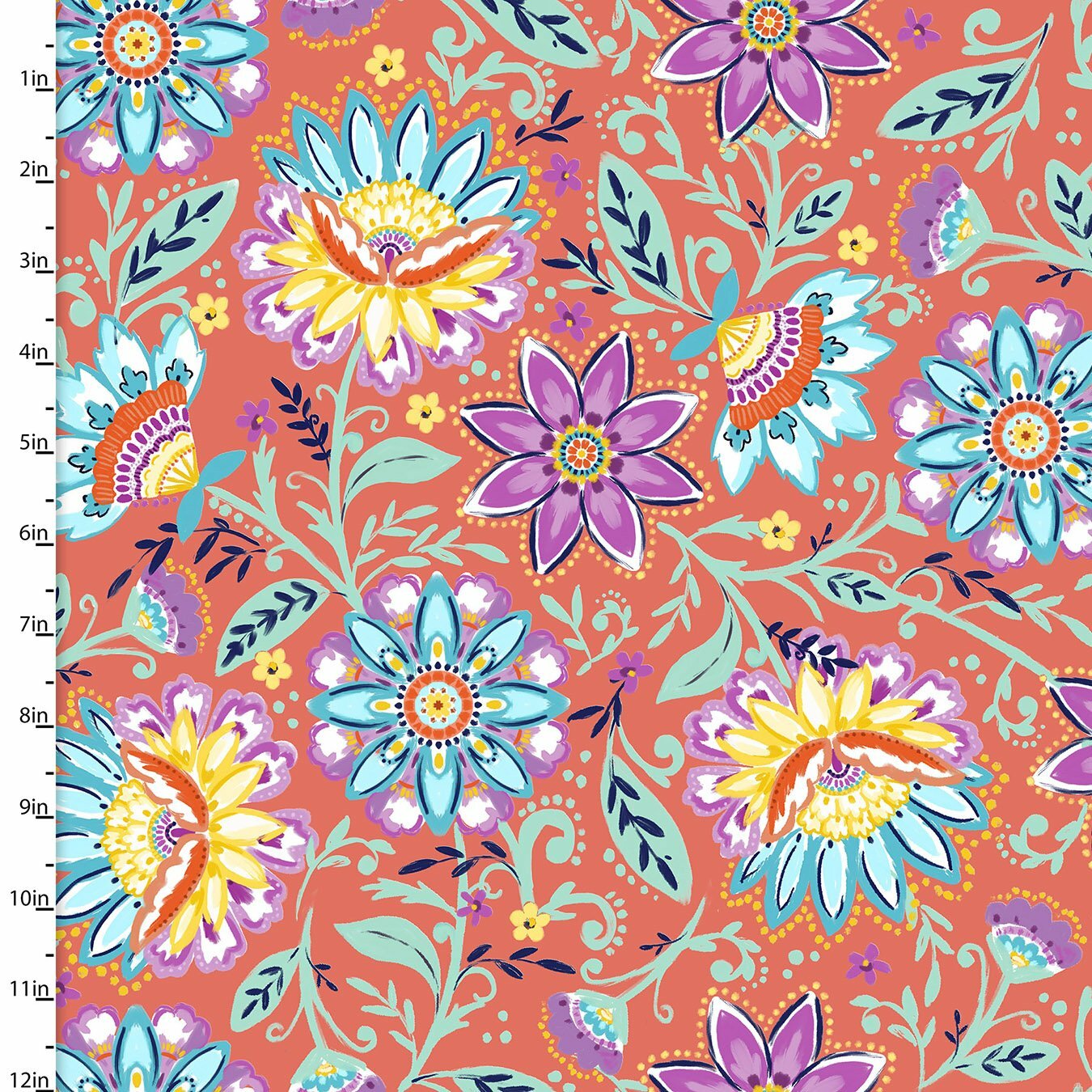 Summer Song - Mango Floral - 1/2m cut 57554