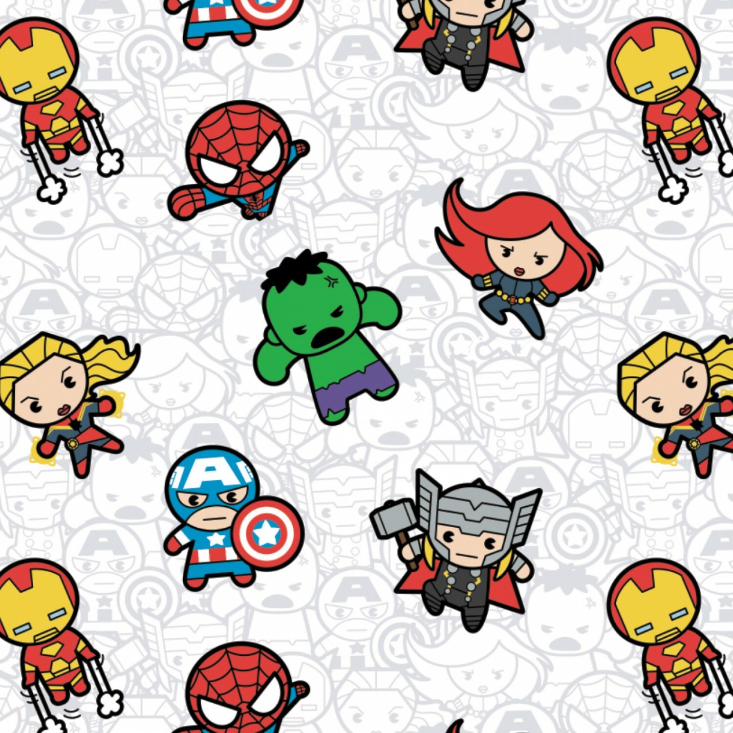 Packed Characters on White - Marvel - 1/2m cut 57577