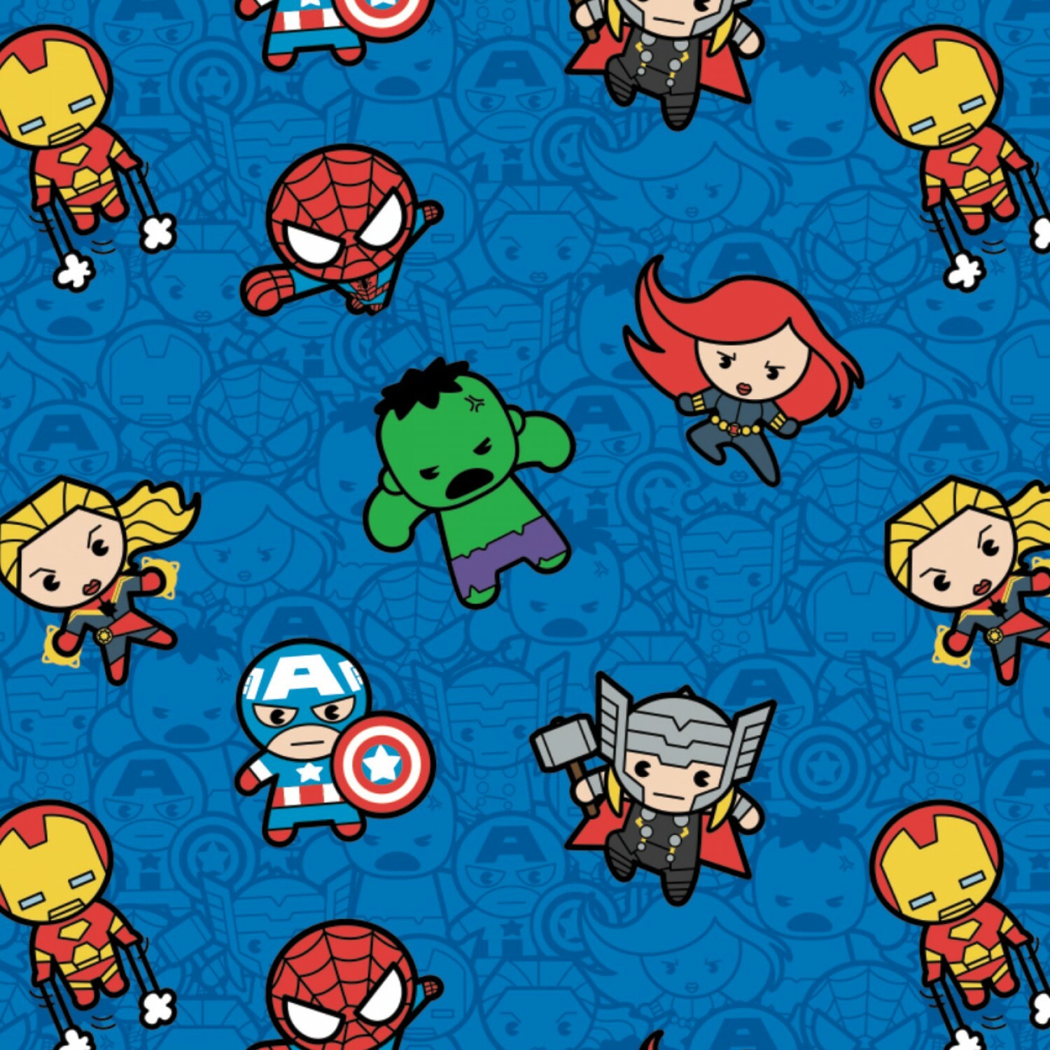 Packed Characters on Blue - Marvel - 1/2m cut 57578