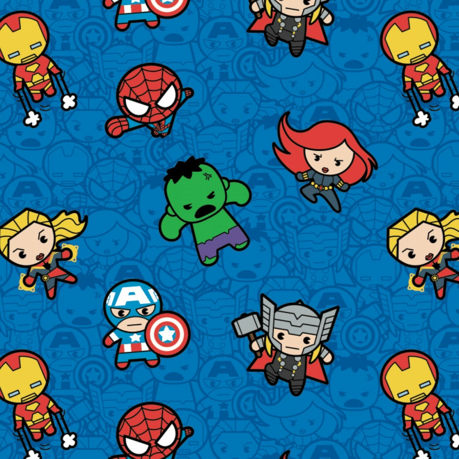 Packed Characters on Blue - Marvel - 1/2m cut