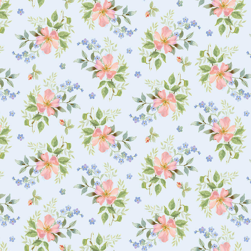 Flowers on Blue - Garden Inspirations - 1/2m cut 57582