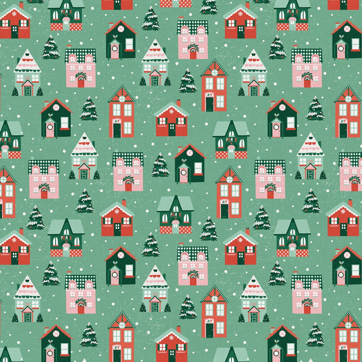 Home for Christmas - Houses on Green - 1/2m cut 57600