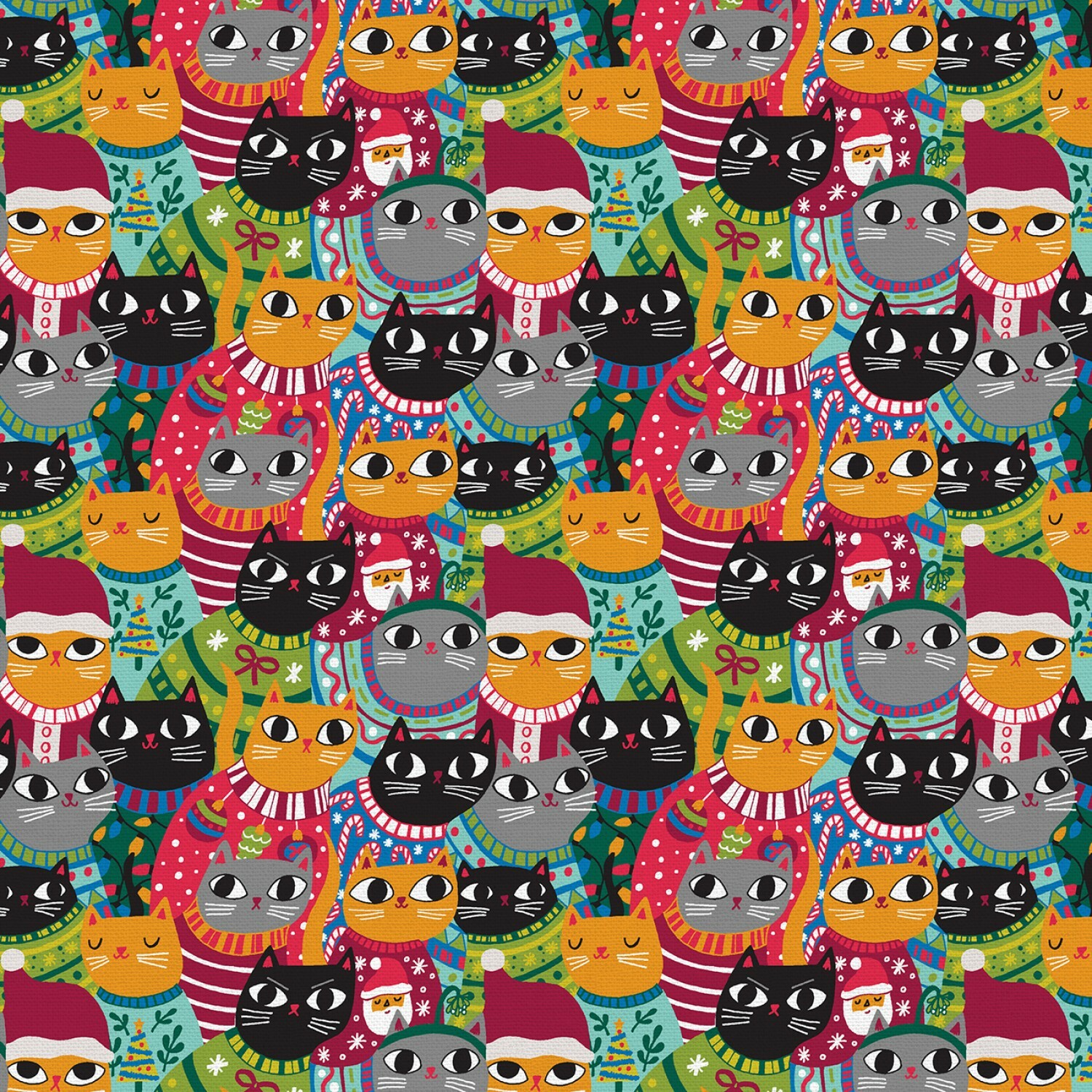 Christmas Sweater Cats - Multi Cats - 1/2m cut 57588