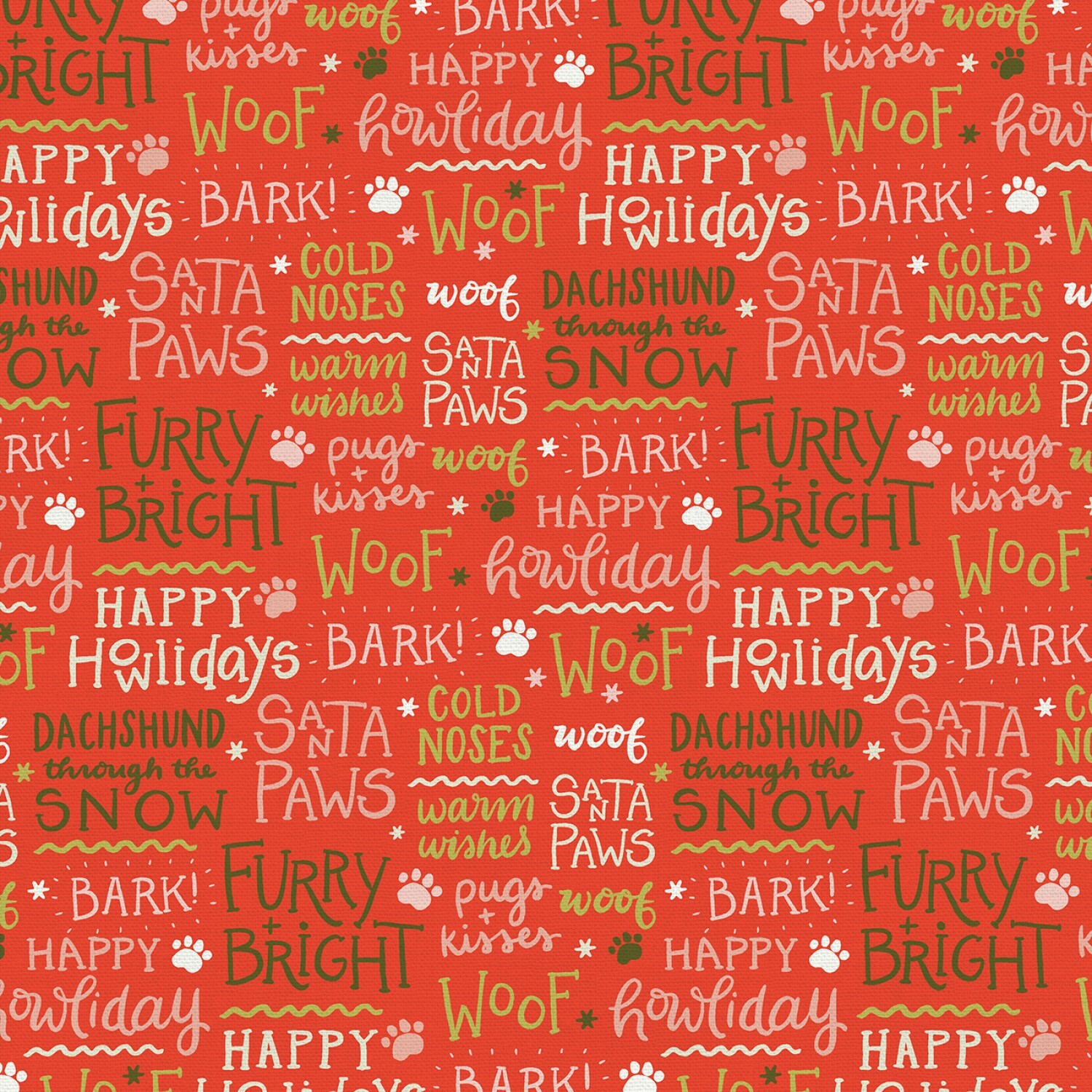 Happy Howlidays - Words on Red - 1/2m cut 57603