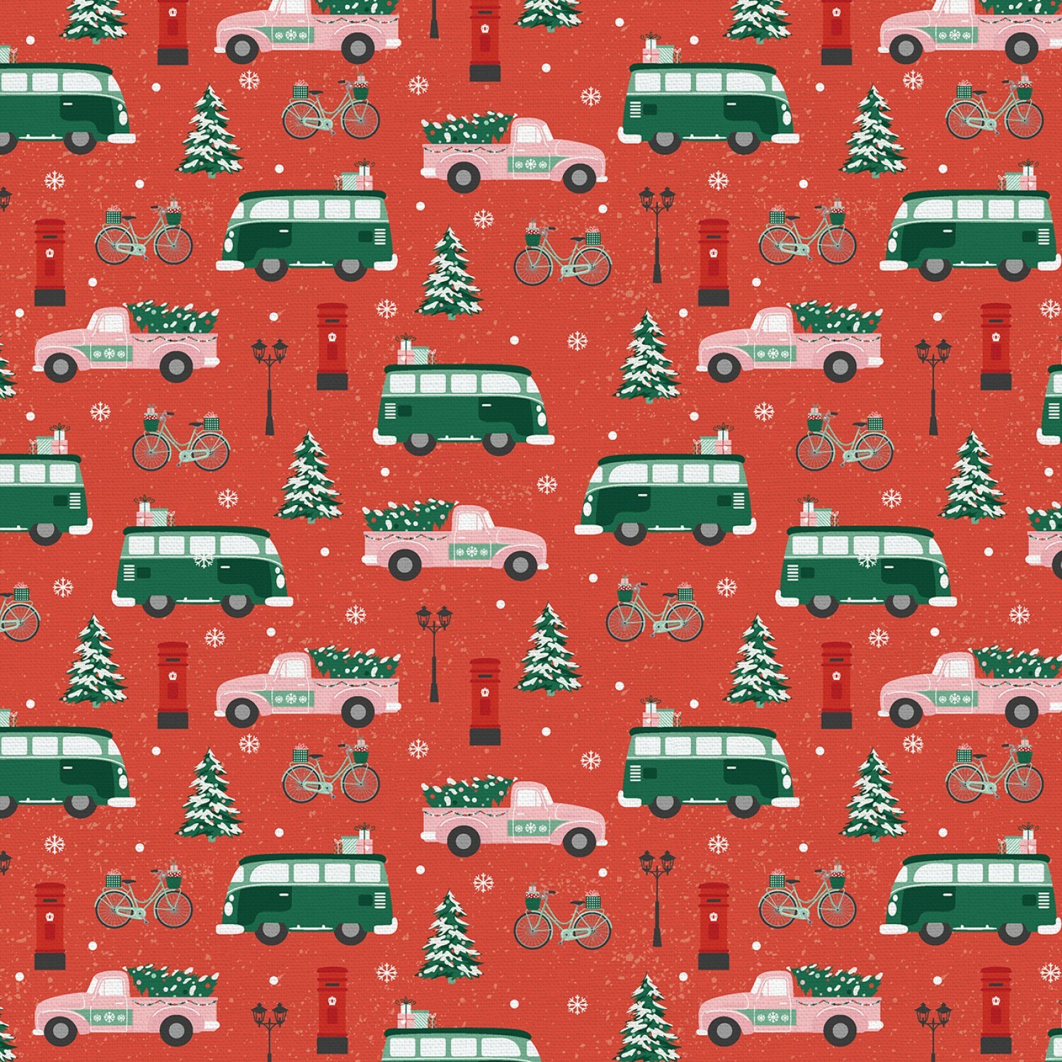 Home for Christmas - Cars on Red - 1/2m cut 57599