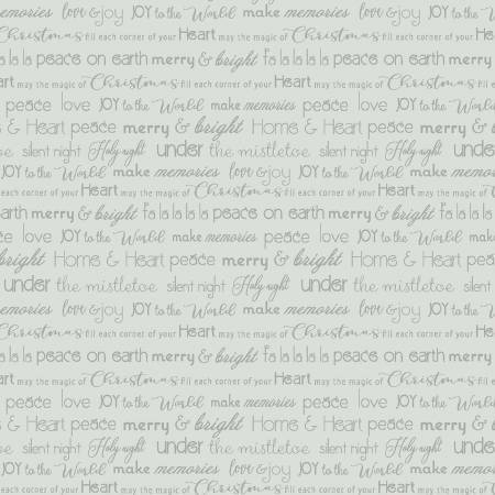 Light Grey Christmas Words - Heart and Home - 1/2m cut 57620
