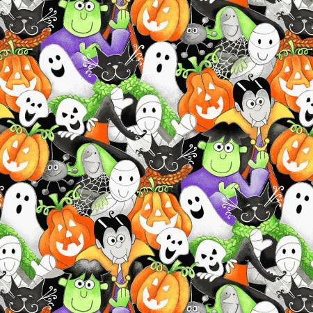 Here We Glow - Packed Faces - GLOW IN THE DARK - 1/2m cut 57671