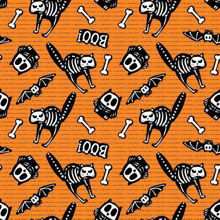 Glow Ghosts - Orange Cats - GLOW IN THE DARK - 1/2m cut 57673