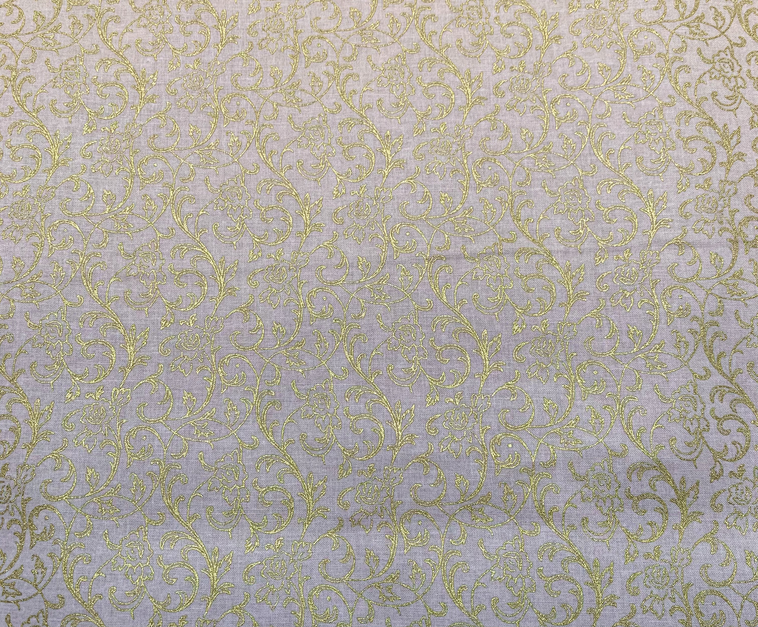 Gold Filigree on Tan - 1/2m cut 57720