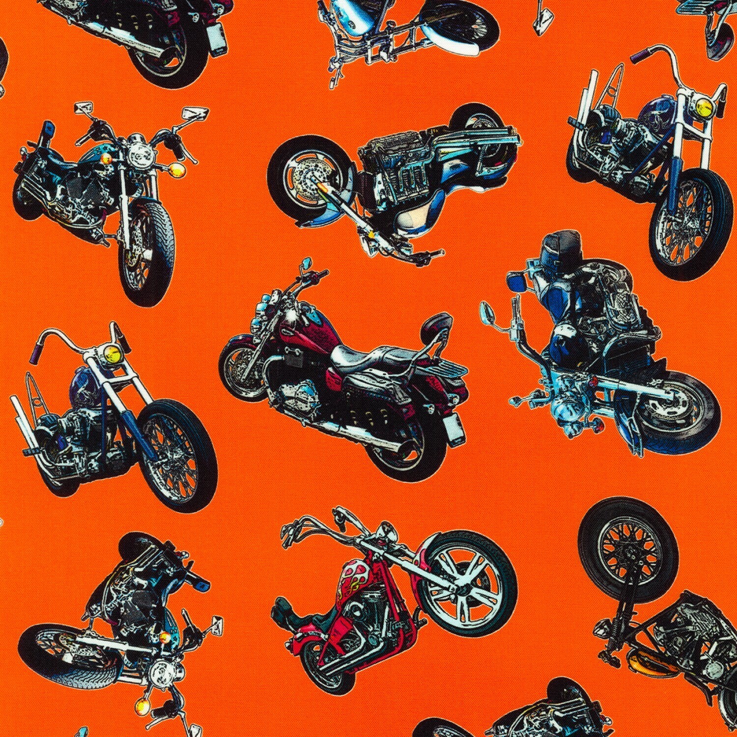 On the Road - Motorcycles on Orange - 1/2m cut