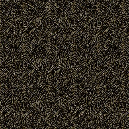 Pine Needles on Black - Festive Chickadees - 1/2m cut 57758