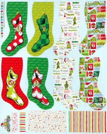 Grinch Stocking Panel 58720