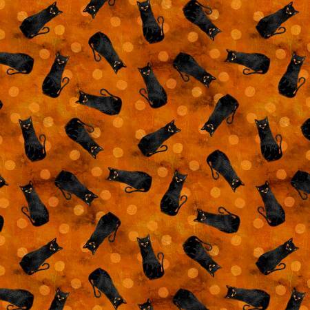 Frightful Night - Orange Cats - 1/2m cut 57812