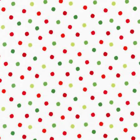 Grinch - Multi Coloured Dots on White - 1/2m cut 58723