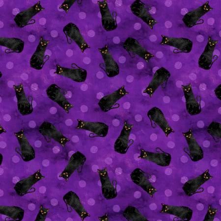 Frightful Night - Purple Cats - 1/2m cut 57817