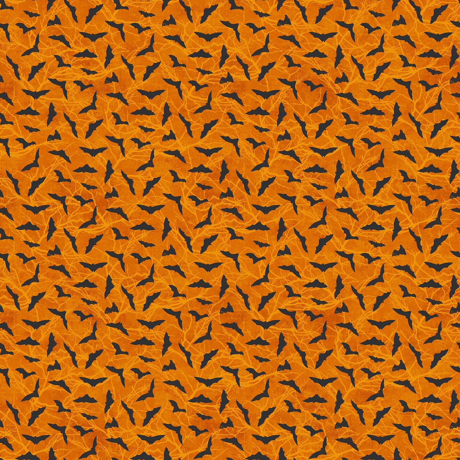 Black Cat Capers - Bats on Orange - 1/2m cut 57887