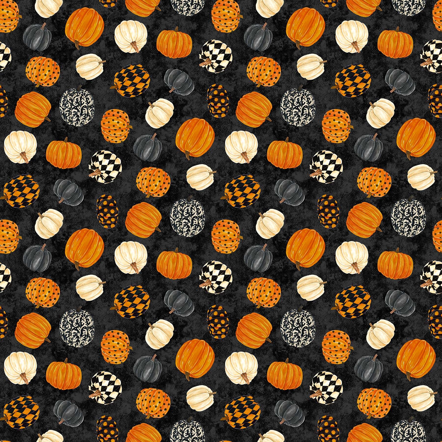 Black Cat Capers - Pumpkins on Black - 1/2m cut 57885