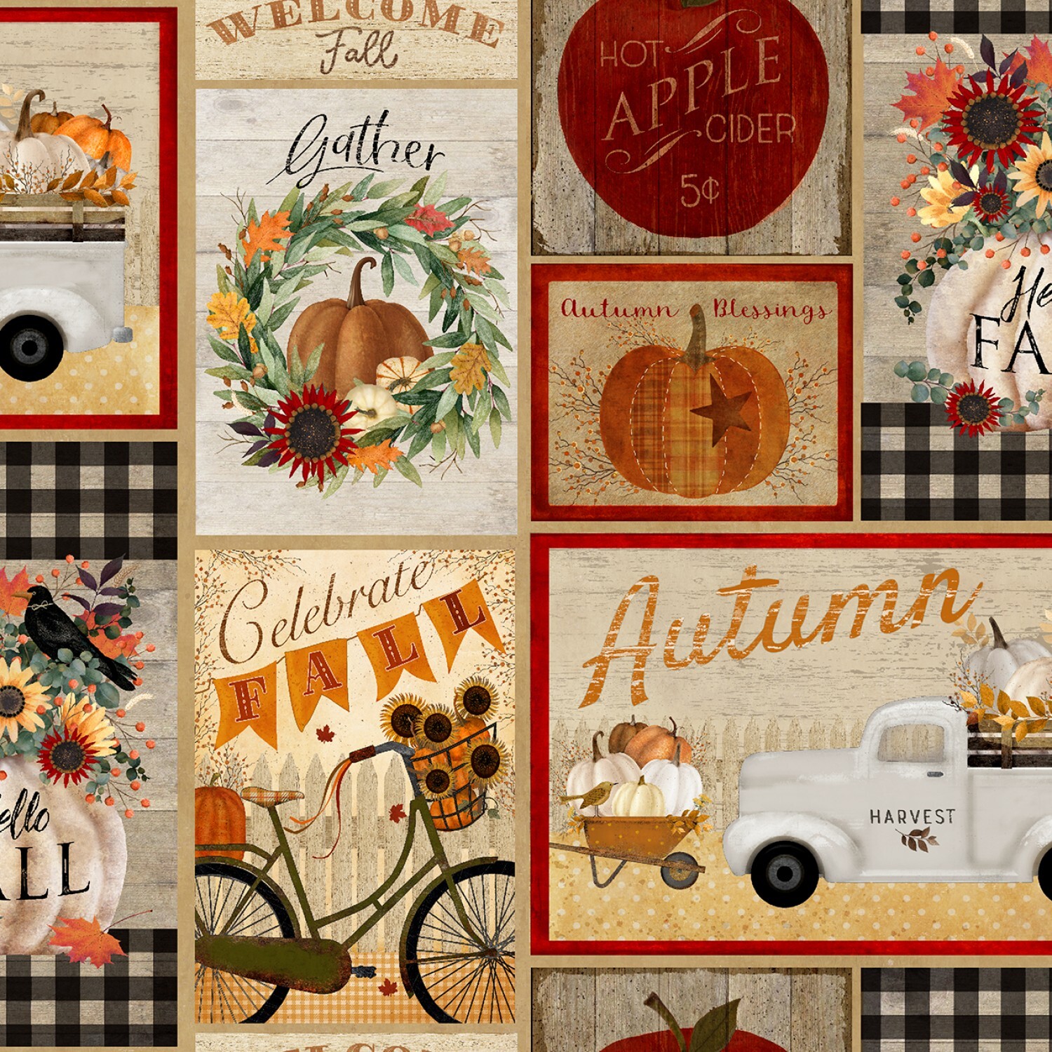 Happy Fall - Multi Patchwork - 1/2m cut 57947