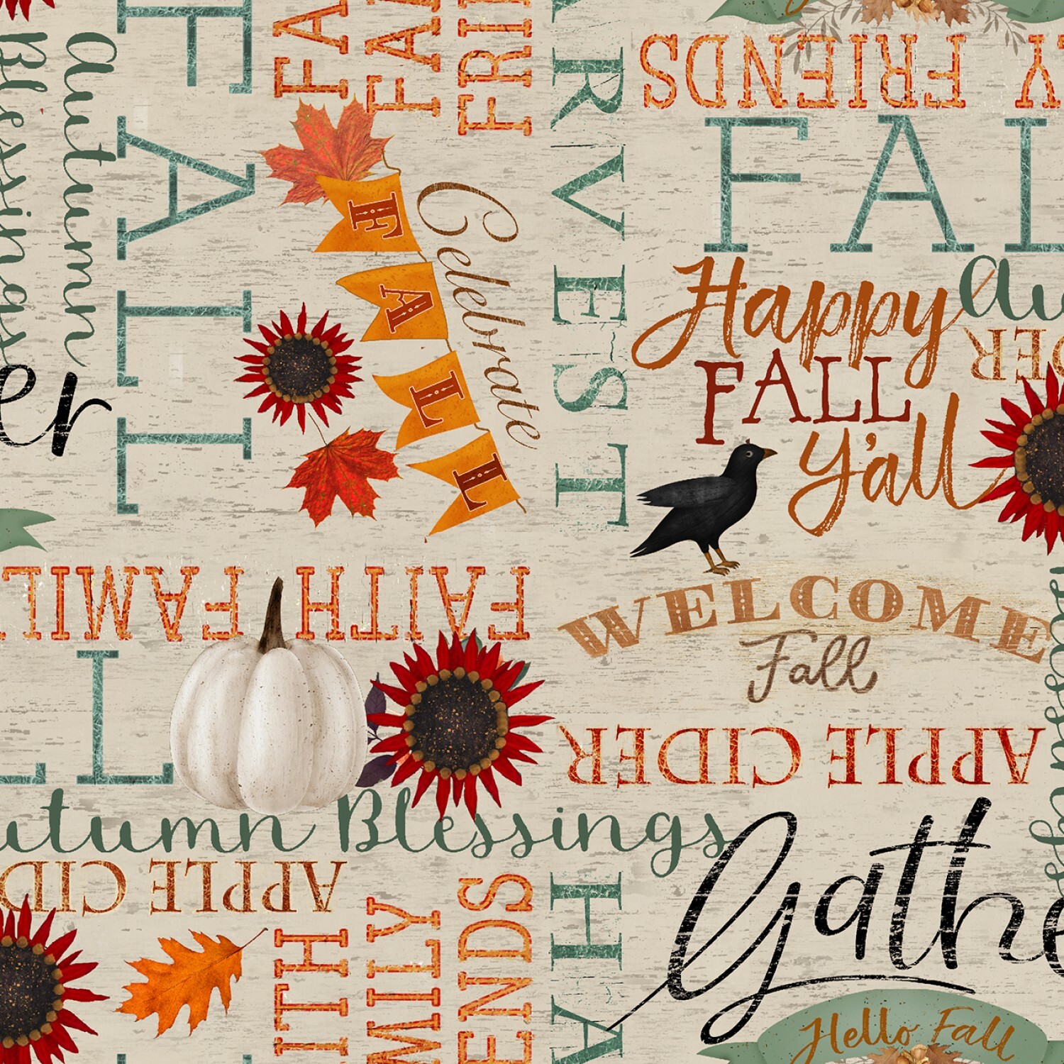 Happy Fall - Words - 1/2m cut 57949