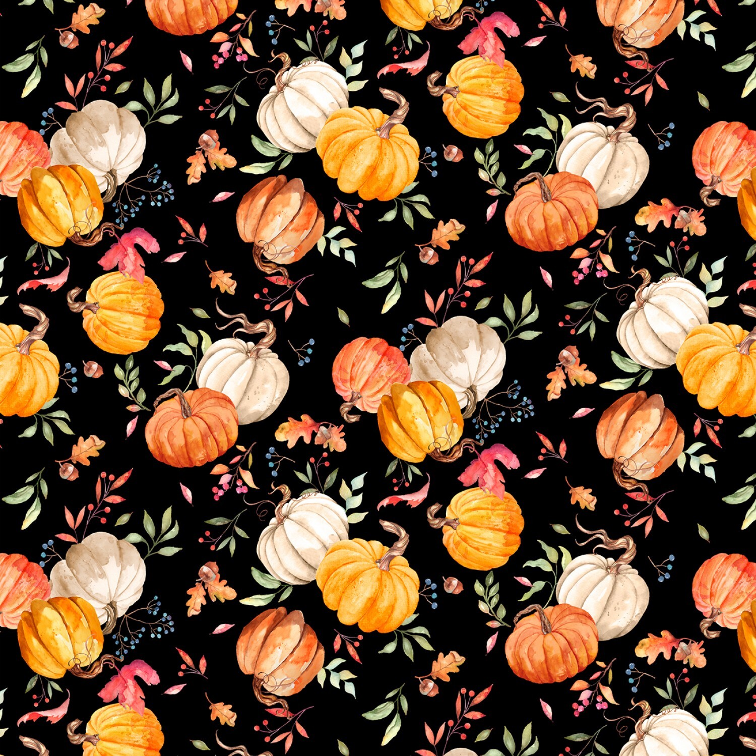 Autumn Day - Black Pumpkins - 1/2m cut 57941