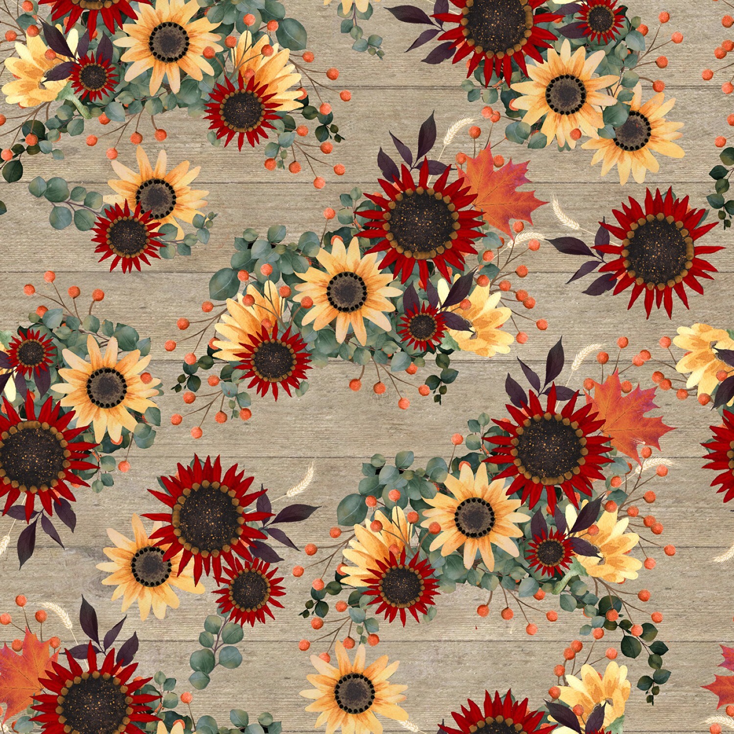 Happy Fall - Flowers - 1/2m cut 57946