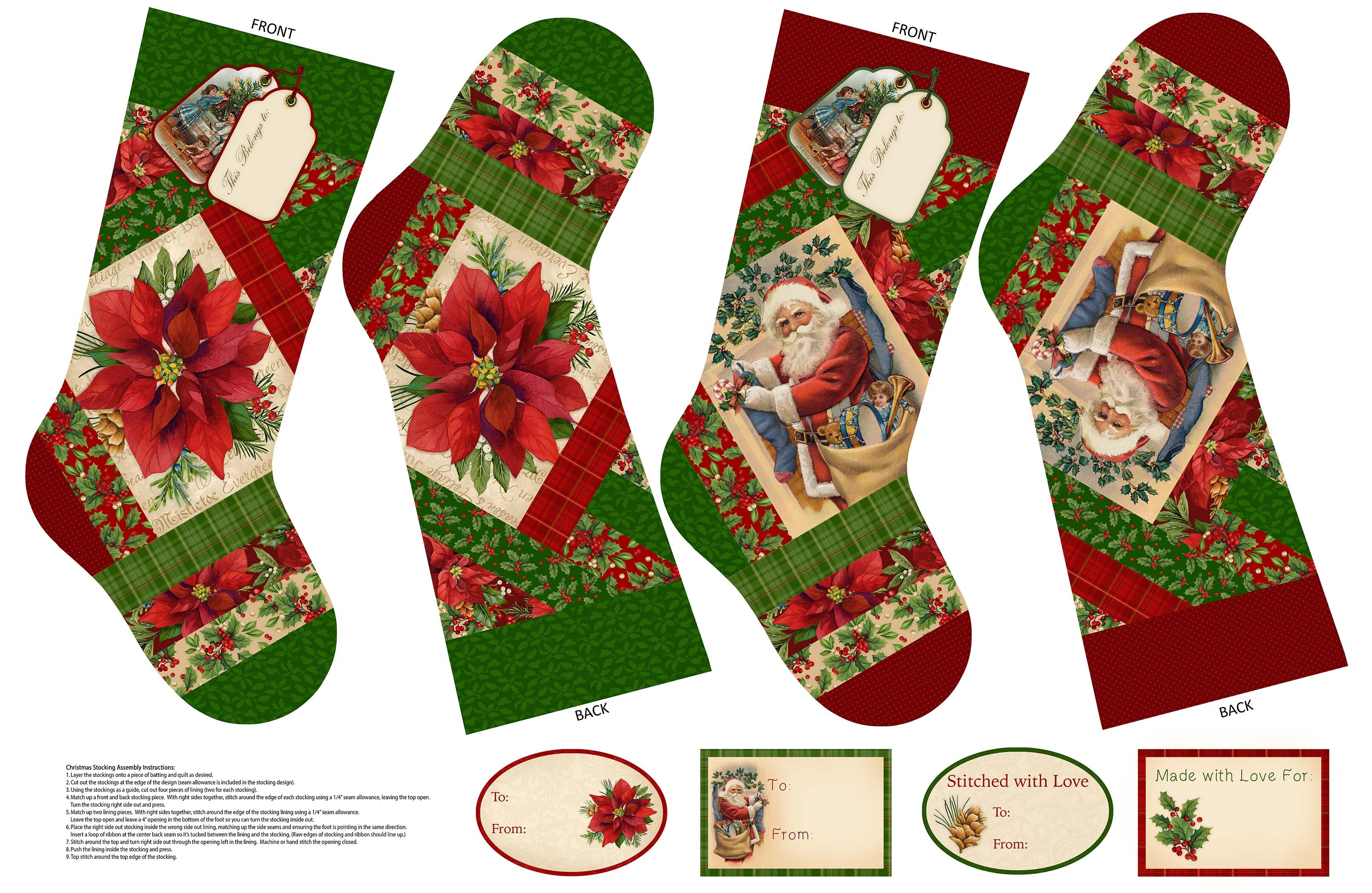 Old Time Christmas - Stocking Panel 57971