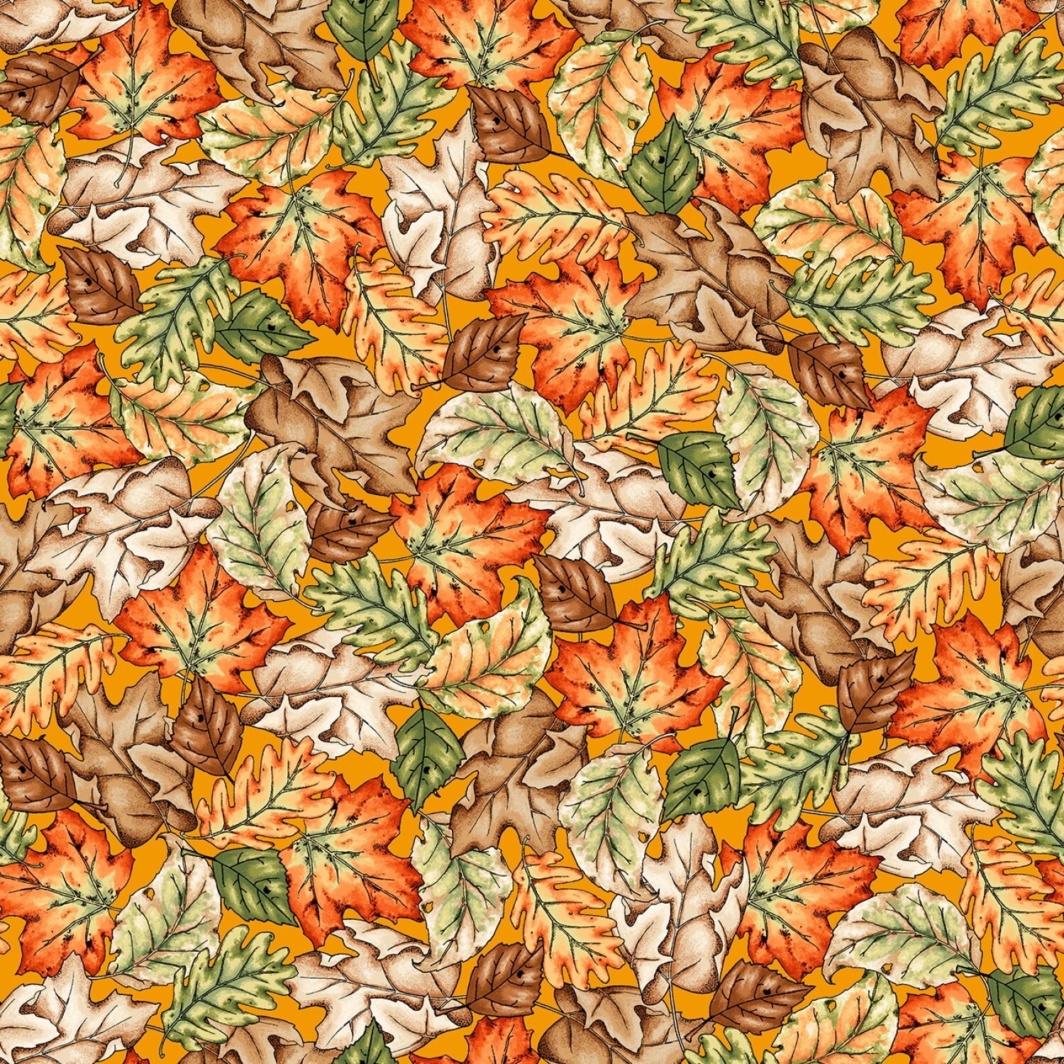 Sweater Weather - Orange Leaves - 1/2m cut 57979