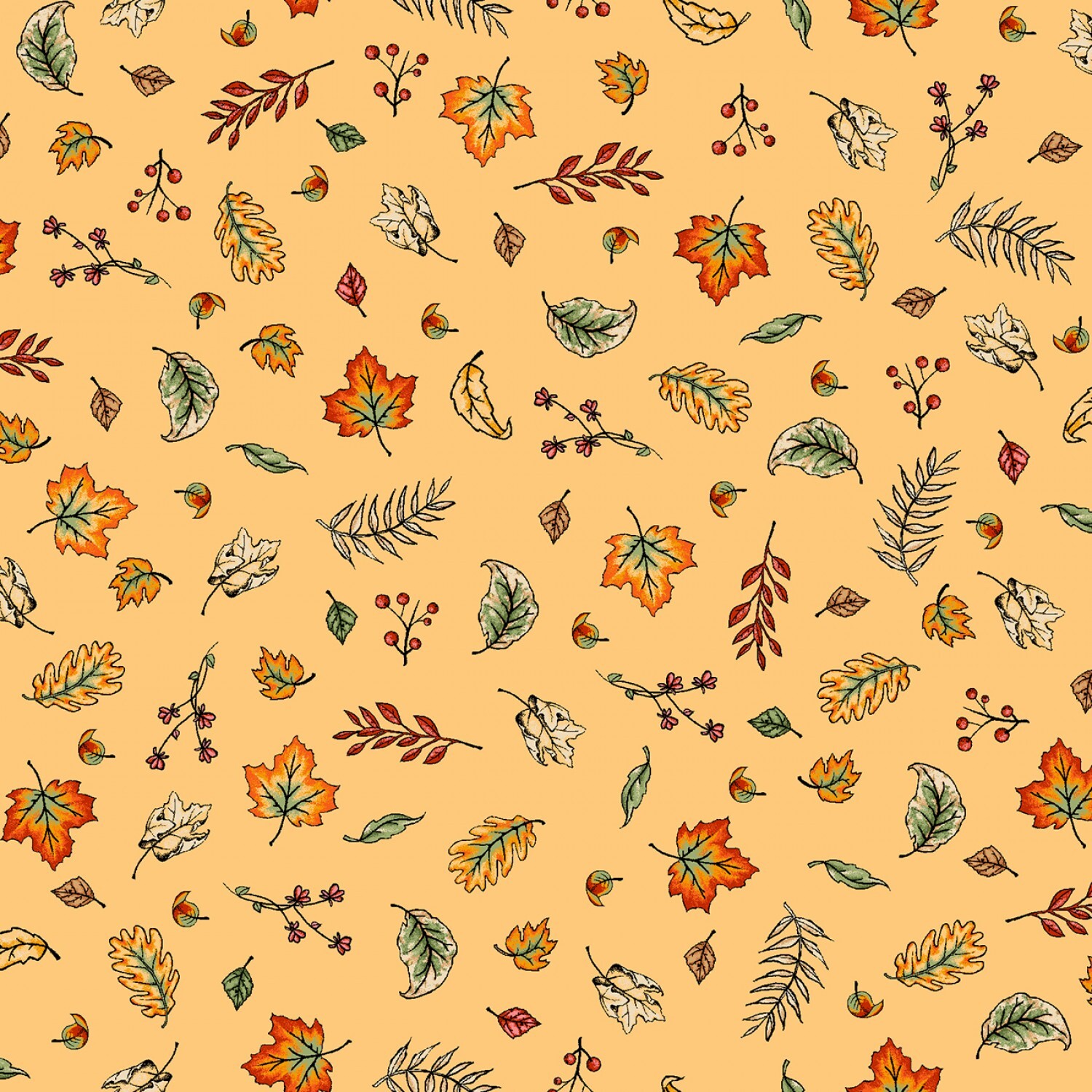Sweater Weather - Yellow Blowing Leaves - 1/2m cut 57984