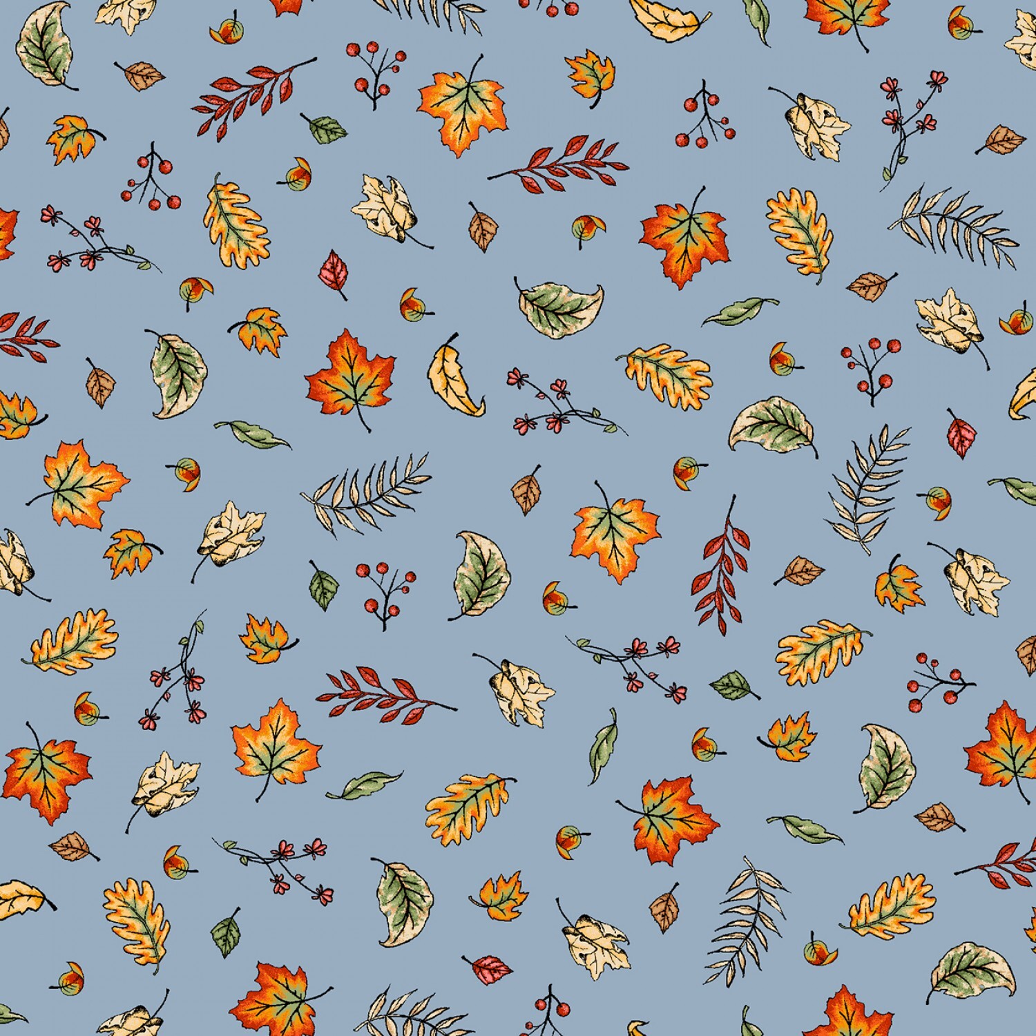 Sweater Weather - Blue Blowing Leaves - 1/2m cut 57980
