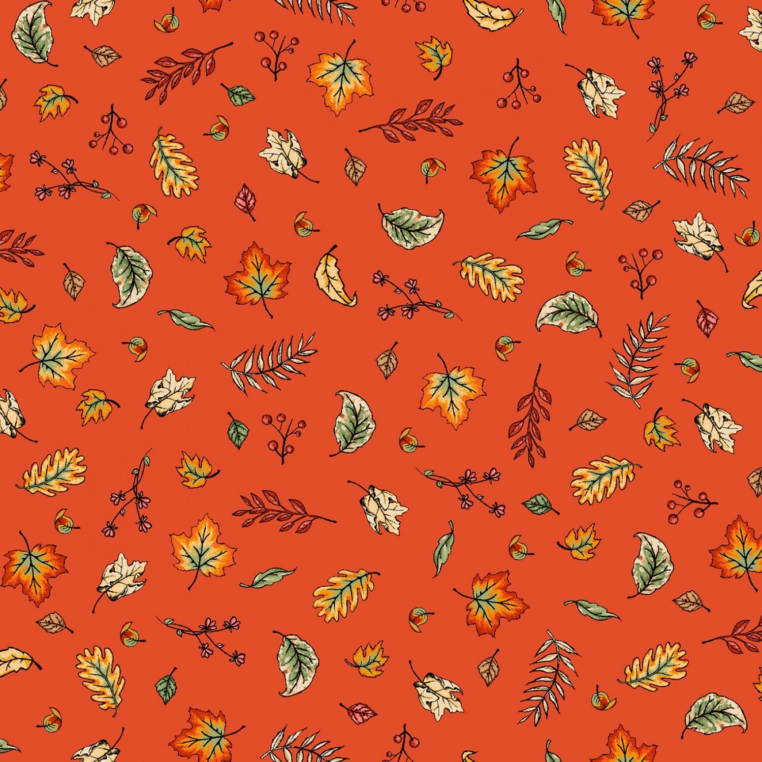 Sweater Weather - Orange Blowing Leaves - 1/2m cut 57983