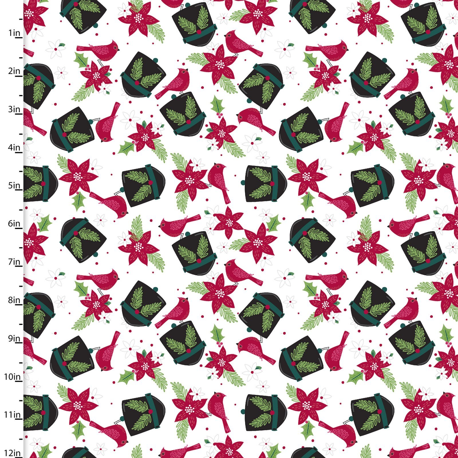 Holiday Wonder - Cardinals on White - 1/2m cut 57999