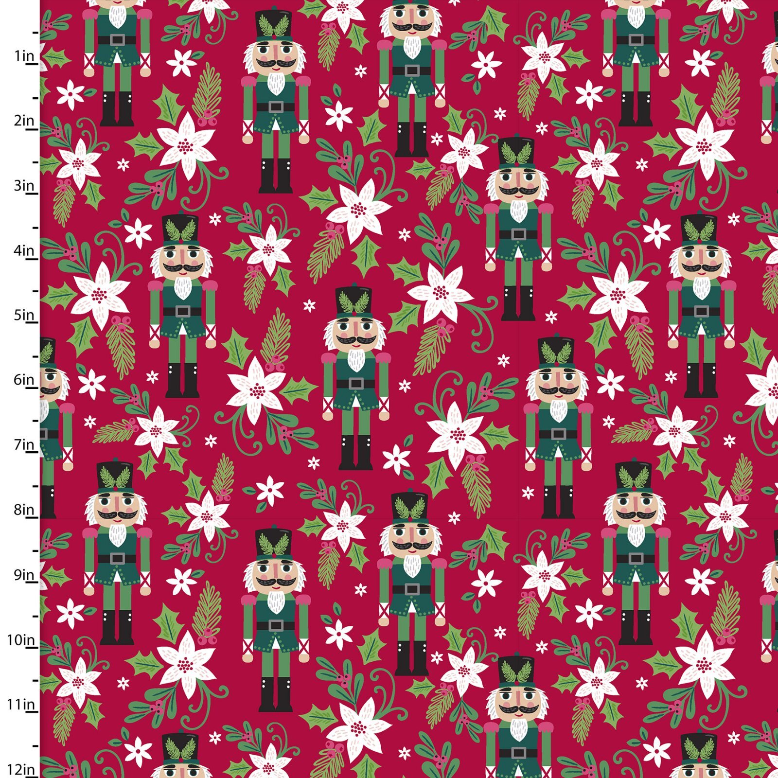 Holiday Wonder - Nutcrackers on Red - 1/2m cut 57997