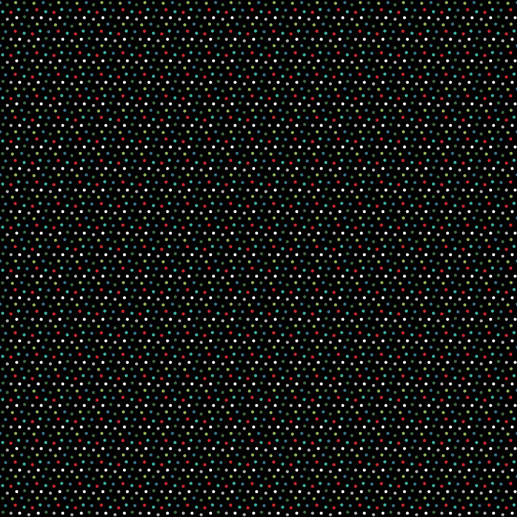 Santa Paws - Polka Dots on Black - 1/2m cut 58031