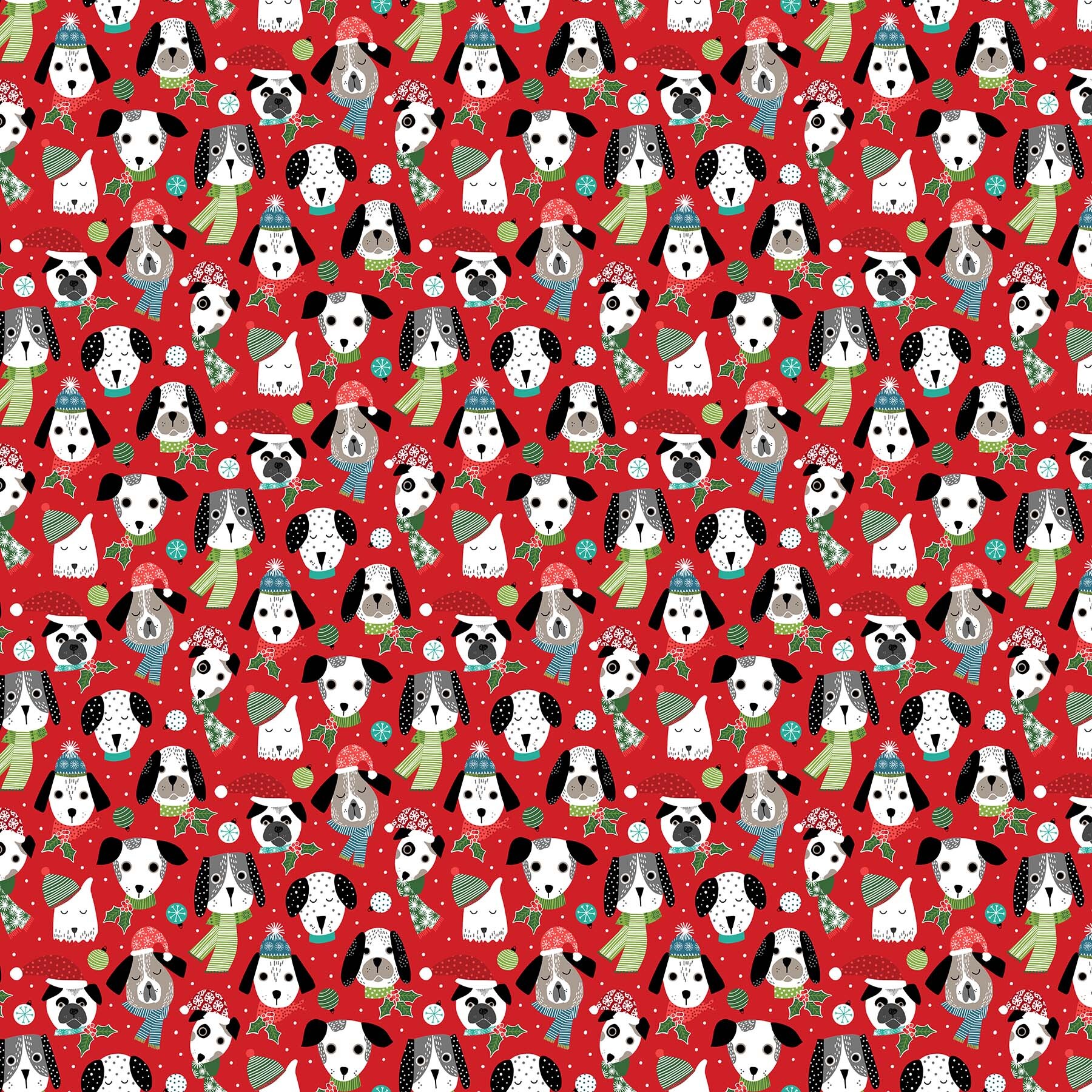 Santa Paws - Red Dog Faces - 1/2m cut 58024