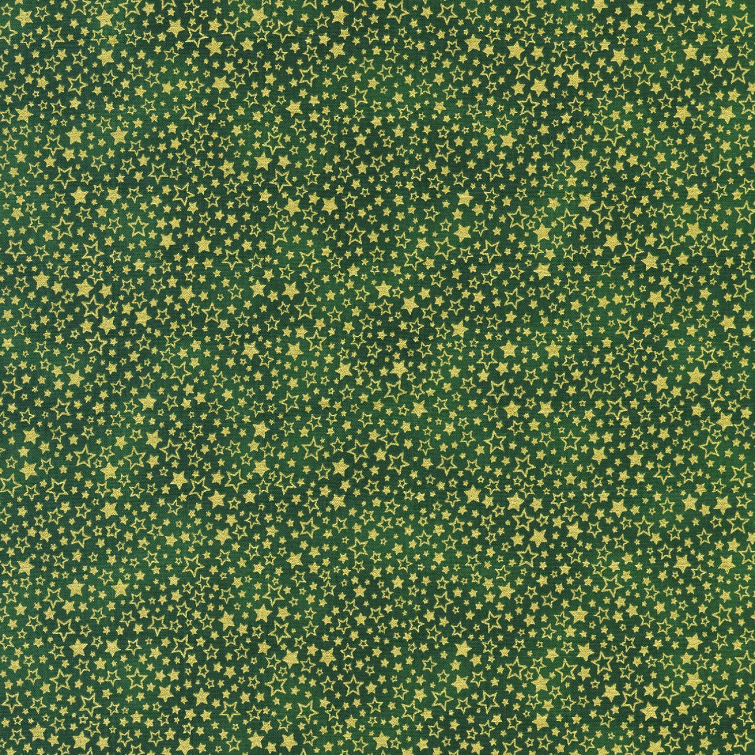 Holiday Charms - Gold Stars on Green - 1/2m cut 58046