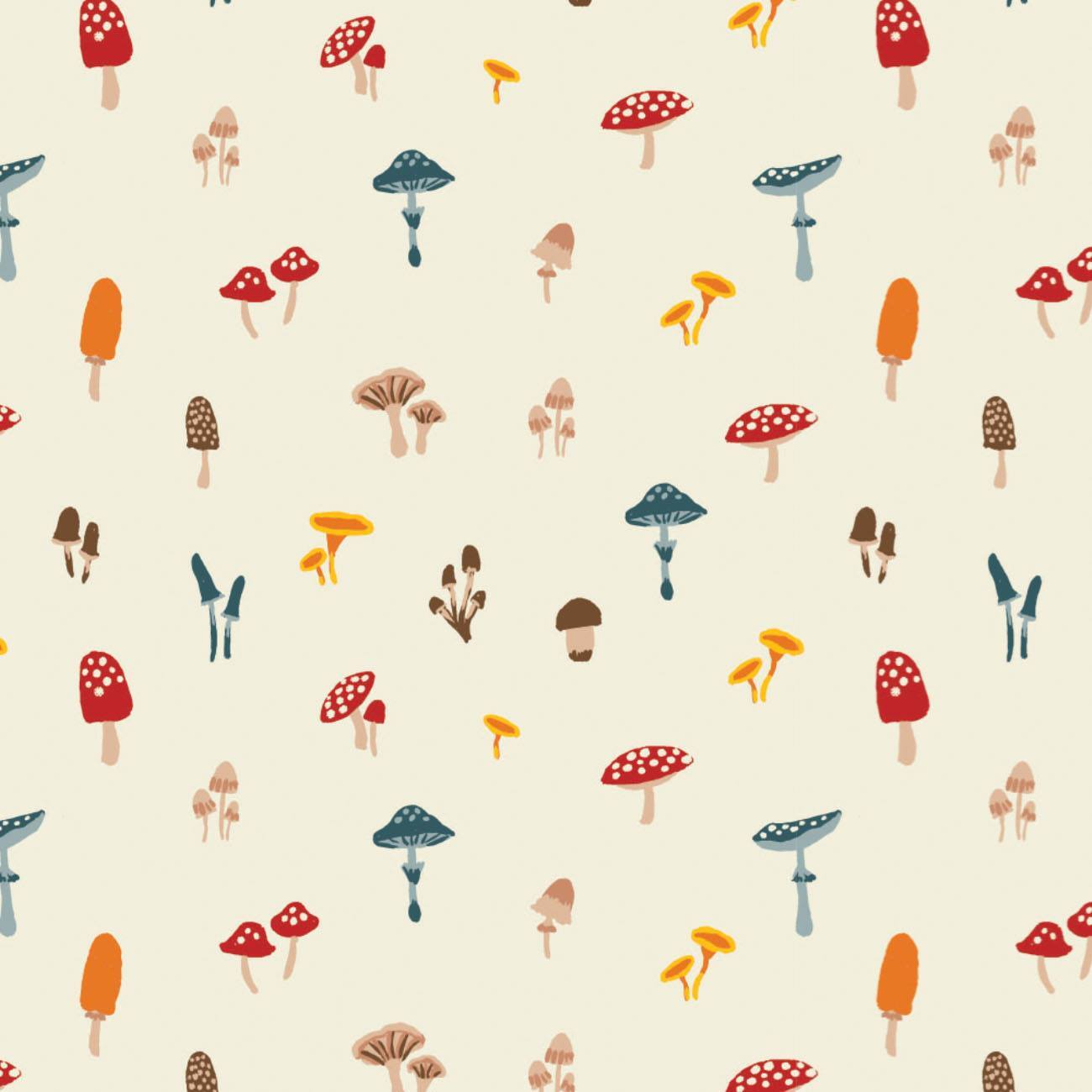 Sweater Weather - Cream Mushrooms - 1/2m cut 58055