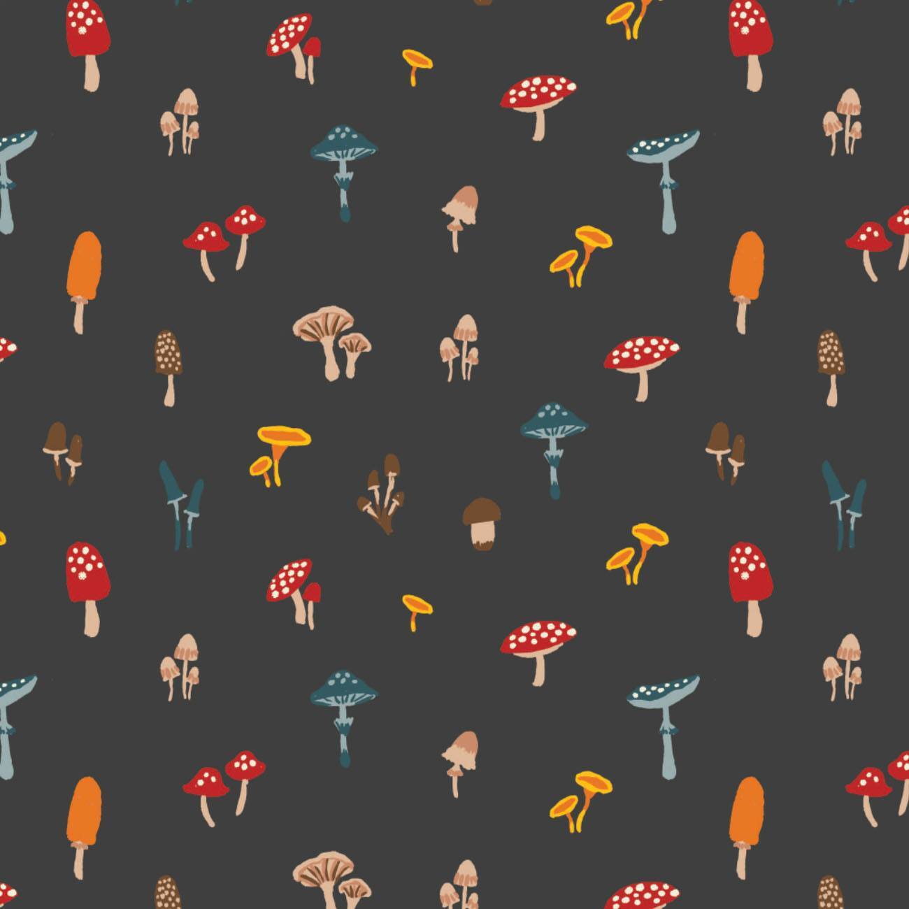 Sweater Weather - Black Mushrooms - 1/2m cut 58050
