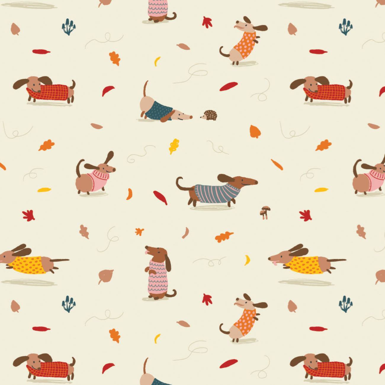 Sweater Weather - Cream Dogs - 1/2m cut 58053