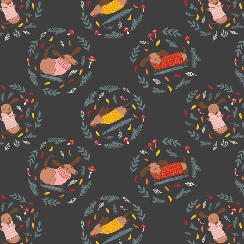 Sweater Weather - Black Dogs - 1/2m cut