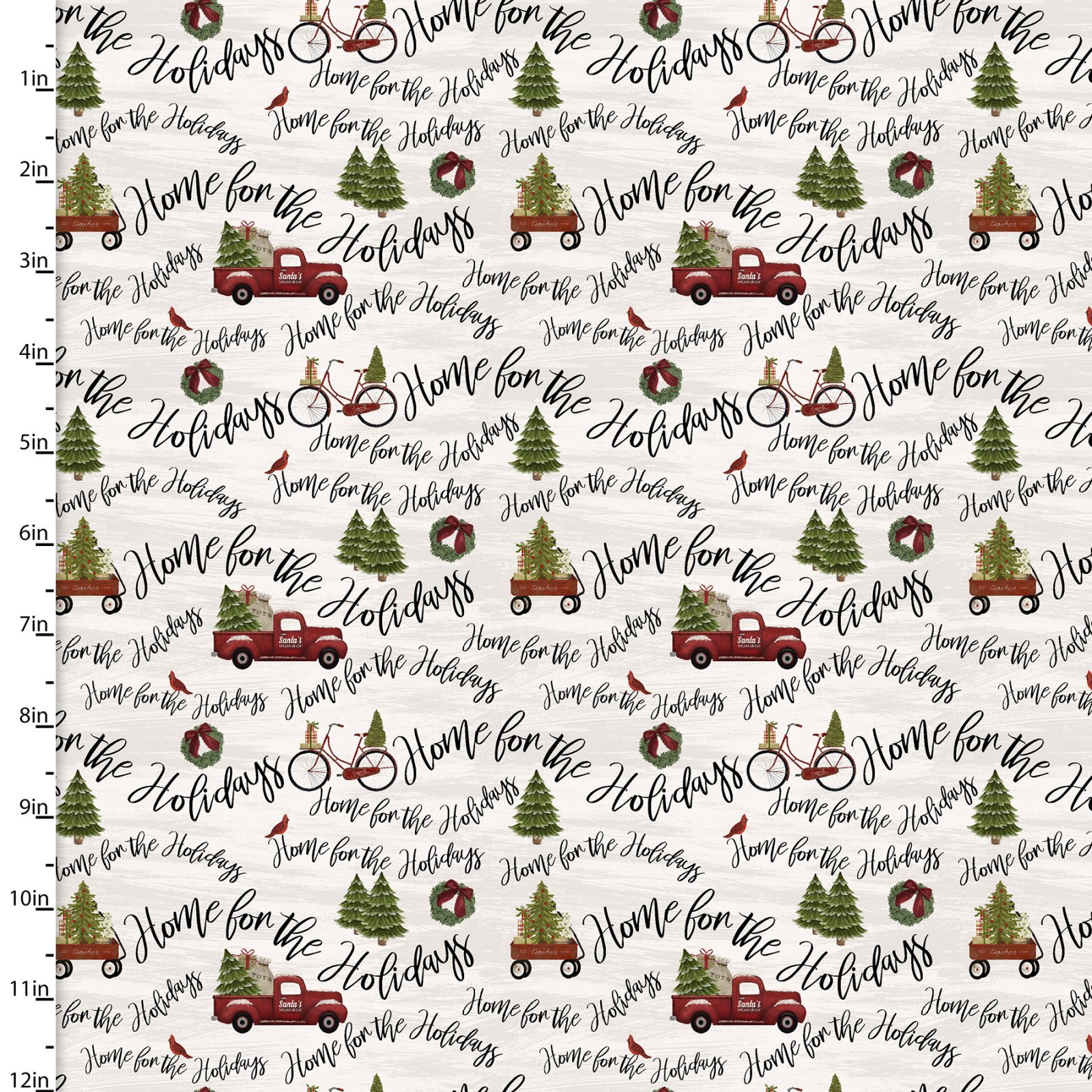 Home for the Holidays - Red Trucks and Writing - 1/2m cut 58069