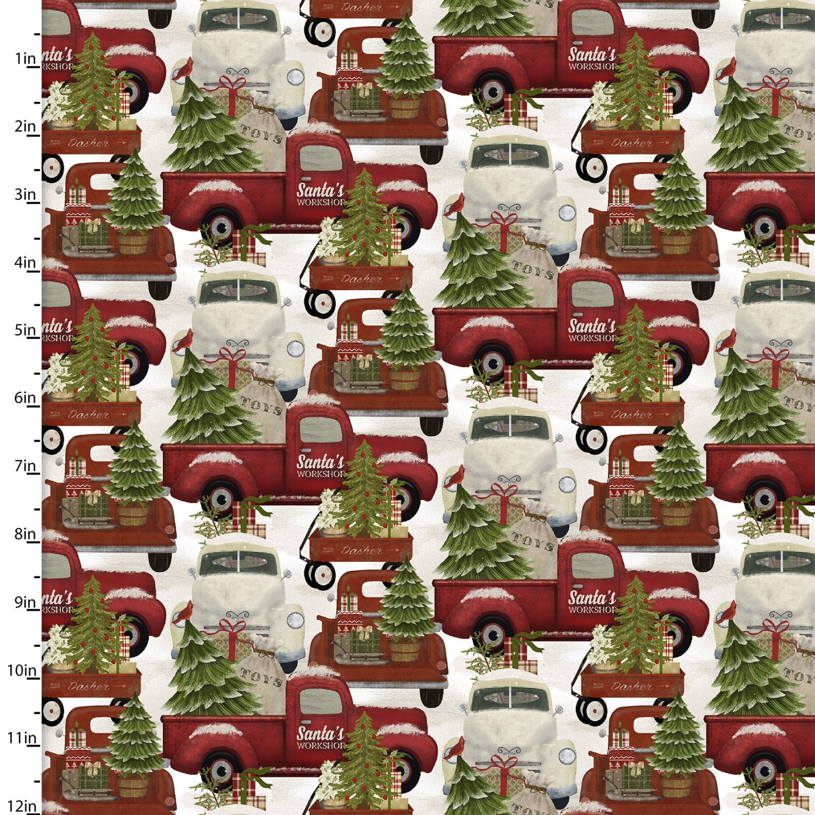 Home for the Holidays - Red Trucks - 1/2m cut 58070