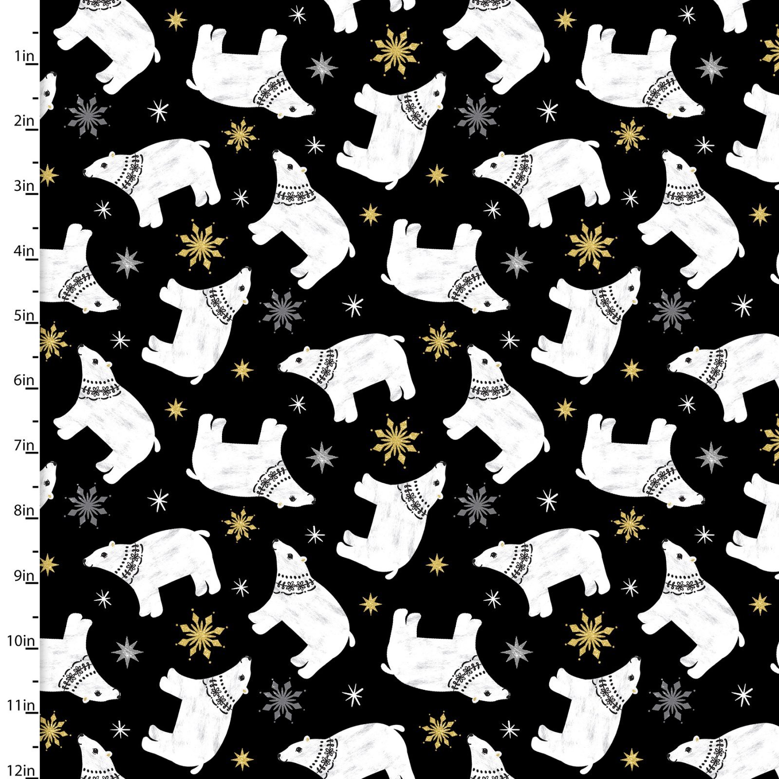 Peace on Earth - Polar Bears on Black - 1/2m cut 58093