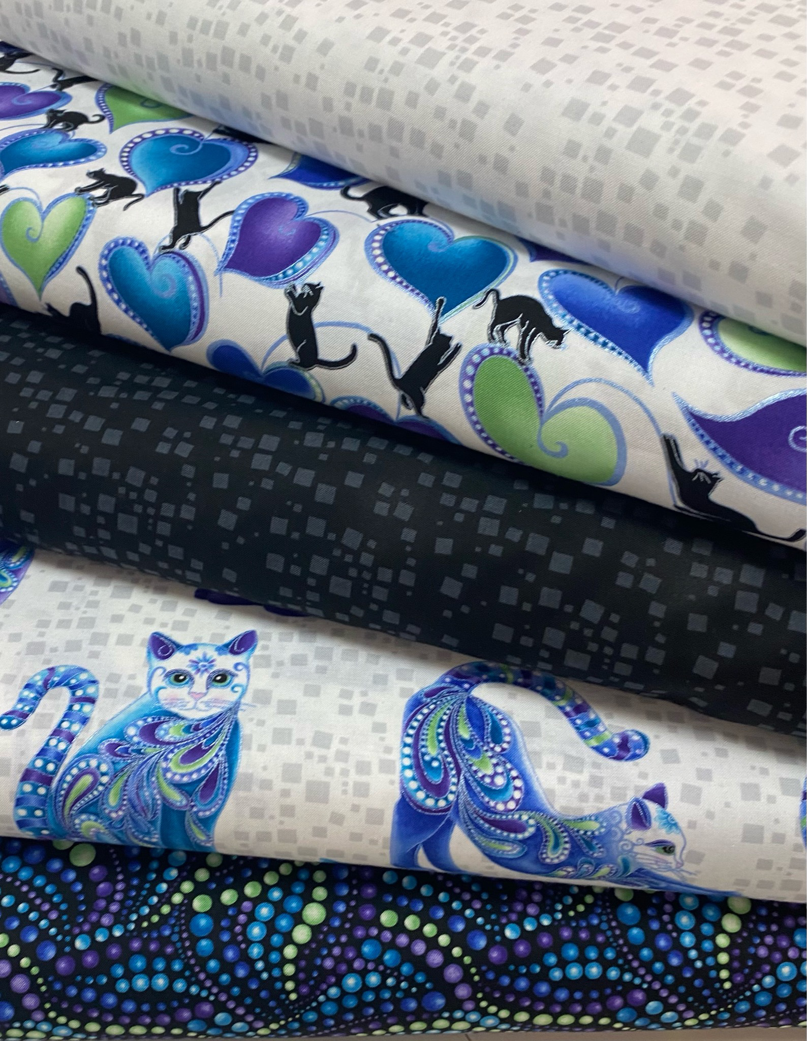 Cat-I-Tude Singing The Blues - Fat Quarter Bundle 58104